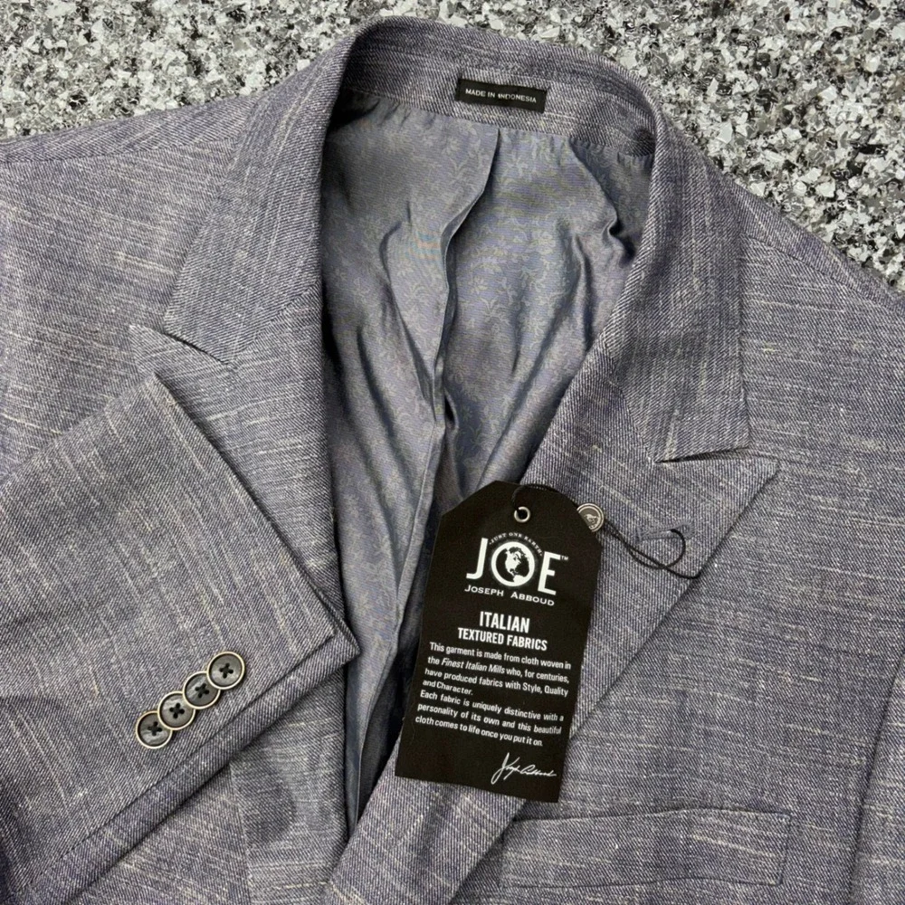 NEW JOE Joseph Abboud Linen Blend Suit Jacket 44 Short Slim Fit Italia Profilo